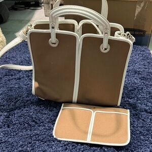 Kate Spade Brown and White Leather Tote Bag